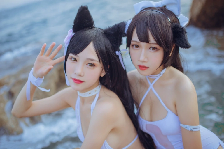 不呆猫&抖娘《獒犬海边泳装》主题写真：41张全套美图