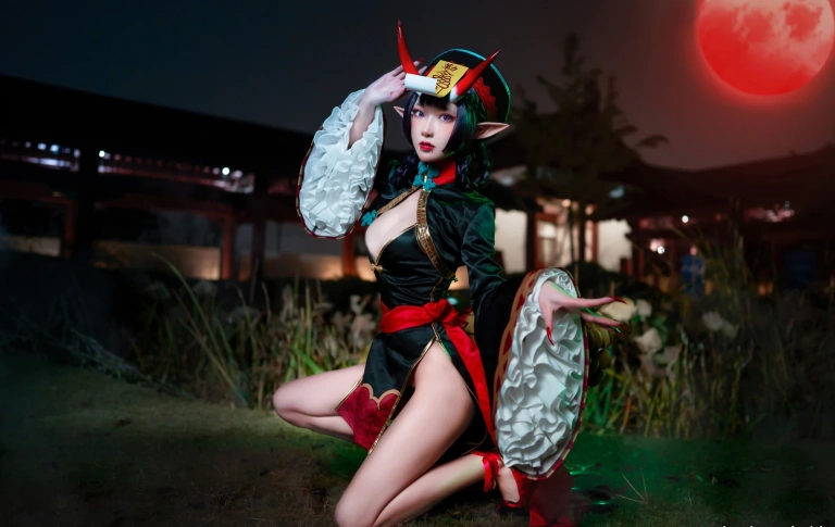 阿包也是兔娘《酒吞童子》主题写真：9张全套美图