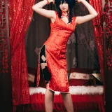 许枳《陈的红色旗袍》主题写真：26张全套美图