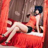 许枳《陈的红色旗袍》主题写真：26张全套美图