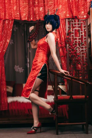 许枳《陈的红色旗袍》主题写真：26张全套美图
