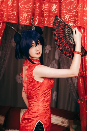 许枳《陈的红色旗袍》主题写真：26张全套美图