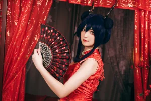 许枳《陈的红色旗袍》主题写真：26张全套美图