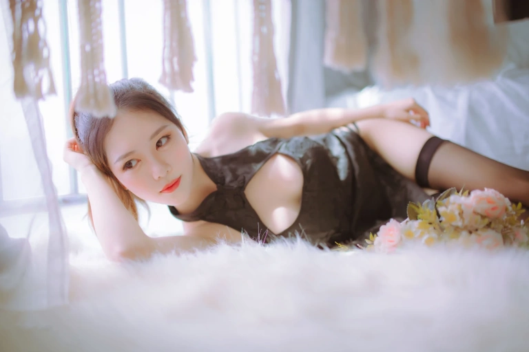 不呆猫&抖娘《黑白旗袍双子》主题写真：41张全套美图
