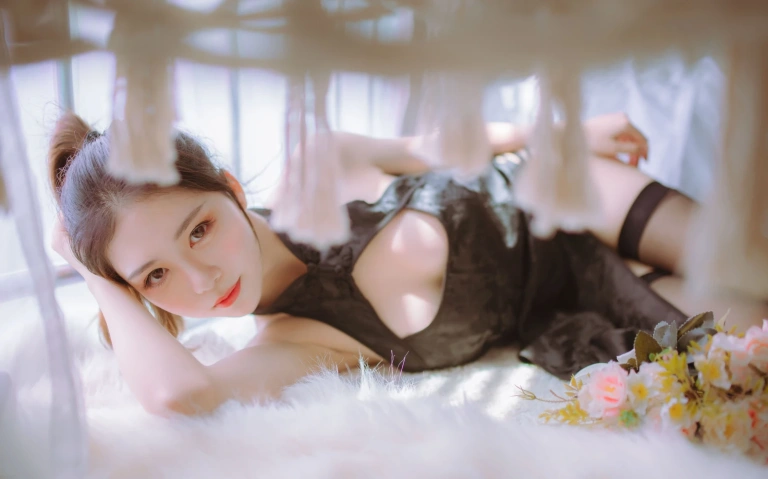 不呆猫&抖娘《黑白旗袍双子》主题写真：41张全套美图