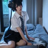清水凪《蔚蓝档案 龙华妃咲JK》主题写真：52张全套美图