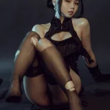 七月喵子《穿旗袍耍剑》主题写真：32张全套美图