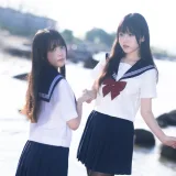 三無人型《水手服百合黑丝（&不呆猫）》主题写真：51张全套美图，含1个视频
