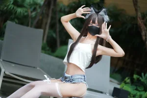三水子《猫猫蓝白比基尼》主题写真：85张全套美图，含1个视频