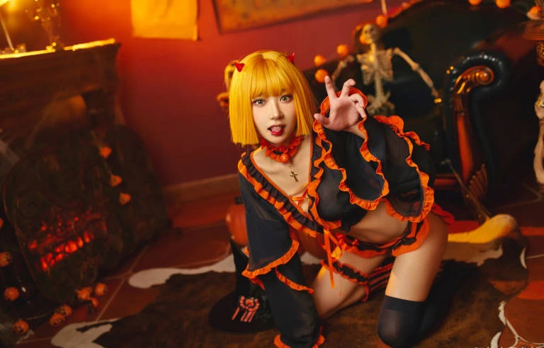 阿包也是兔娘《万圣节》主题写真：8张全套美图