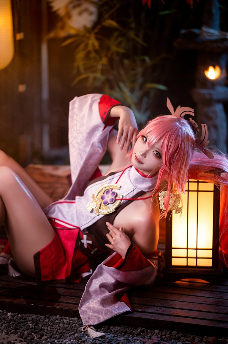伊喵君&桃景三酪《《原神 鸣神双人》 八重&雷神 双倍快乐》主题写真：57张全套美图，含1个视频