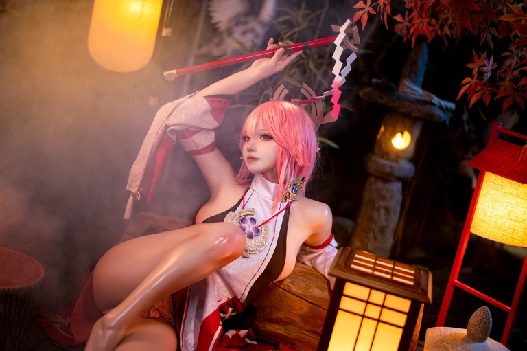 伊喵君&桃景三酪《《原神 鸣神双人》 八重&雷神 双倍快乐》主题写真：57张全套美图，含1个视频