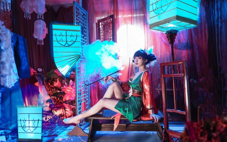 阿包也是兔娘《白蛇起源 宝青坊主》主题写真：9张全套美图