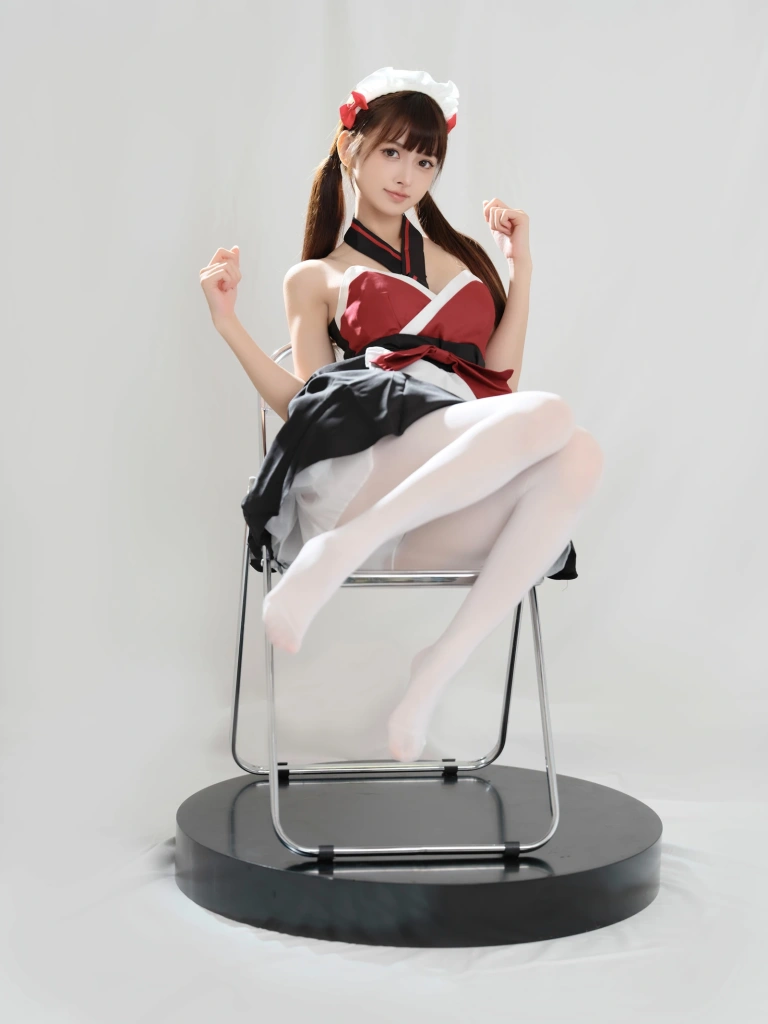 河豚抚子《红衣小女仆》主题写真：25张全套美图