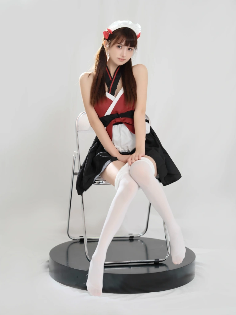 河豚抚子《红衣小女仆》主题写真：25张全套美图