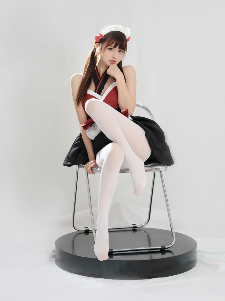 河豚抚子《红衣小女仆》主题写真：25张全套美图