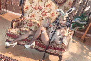 狐玖玖《碧蓝航线 可畏 白兔女郎》主题写真：25张全套美图