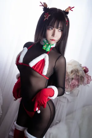 抱走莫子《连体黑丝圣诞比基尼》主题写真：30张全套美图