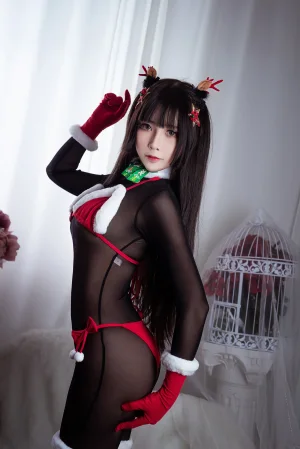抱走莫子《连体黑丝圣诞比基尼》主题写真：30张全套美图