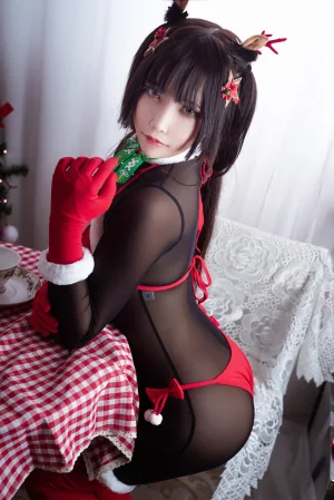 抱走莫子《连体黑丝圣诞比基尼》主题写真：30张全套美图