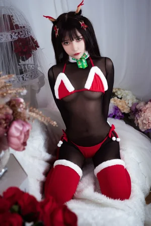 抱走莫子《连体黑丝圣诞比基尼》主题写真：30张全套美图