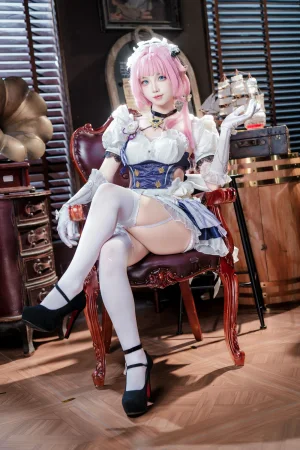 狐玖玖《崩坏三 爱莉希雅 女仆》主题写真：23张全套美图