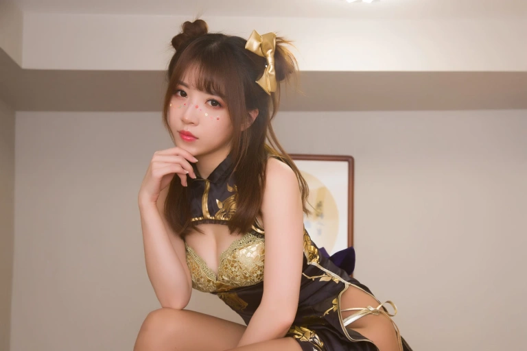 小女巫露娜《金丝旗袍》主题写真：28张全套美图