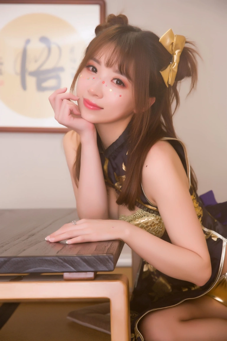 小女巫露娜《金丝旗袍》主题写真：28张全套美图