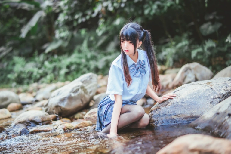 桜桃喵《河边死库水》主题写真：75张全套美图