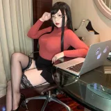 皮皮奶《红色OL》主题写真：70张全套美图，含3个视频