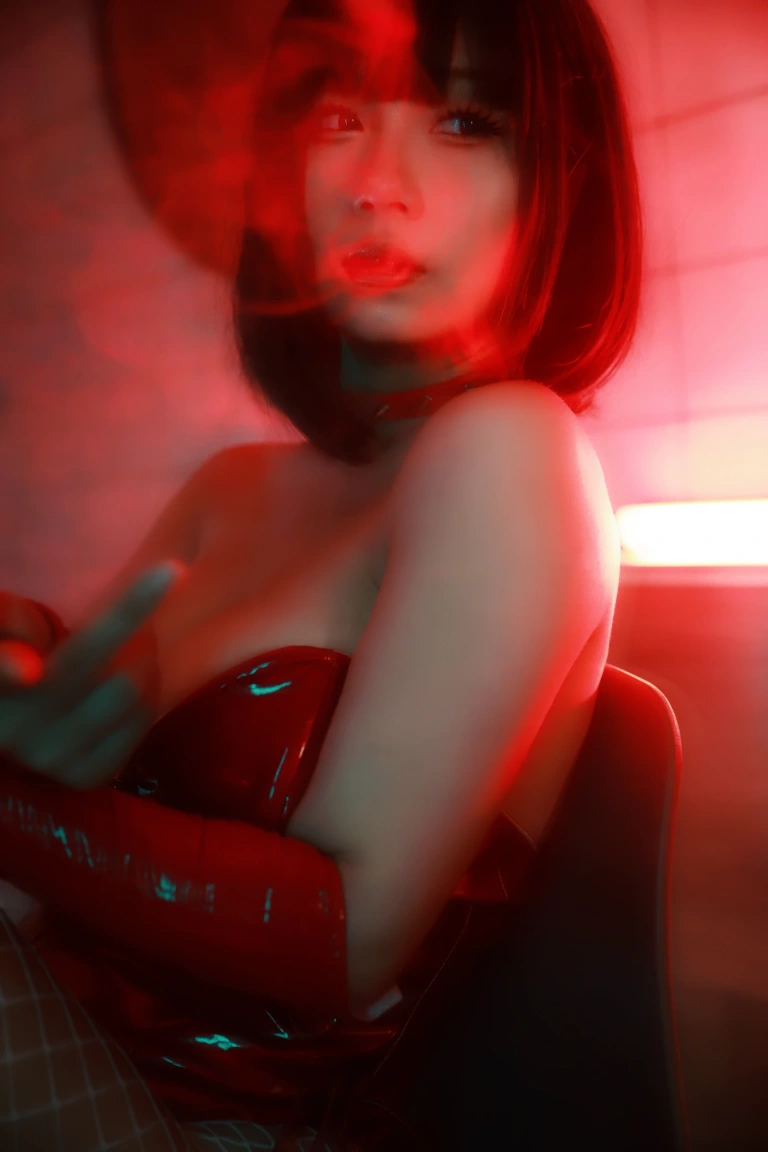 末夜《红色兔女郎》主题写真：34张全套美图