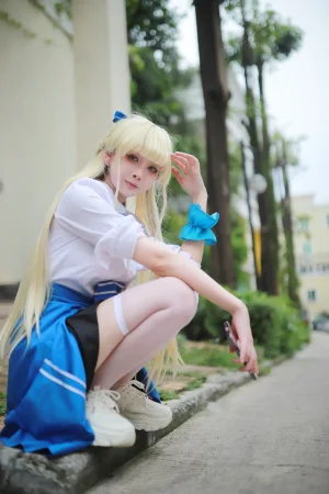上杉绘黎落《蔚蓝档案 飞鸟马时校服》主题写真：46张全套美图
