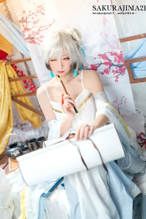 樱岛嗷一《海天 书香水榭》主题写真：16张全套美图