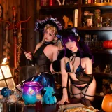 小和甜酒&橙风千雅《魔女猫咪》主题写真：118张全套美图