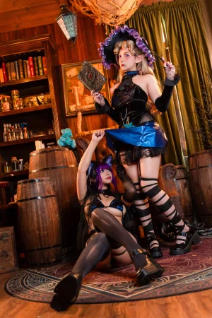小和甜酒&橙风千雅《魔女猫咪》主题写真：118张全套美图