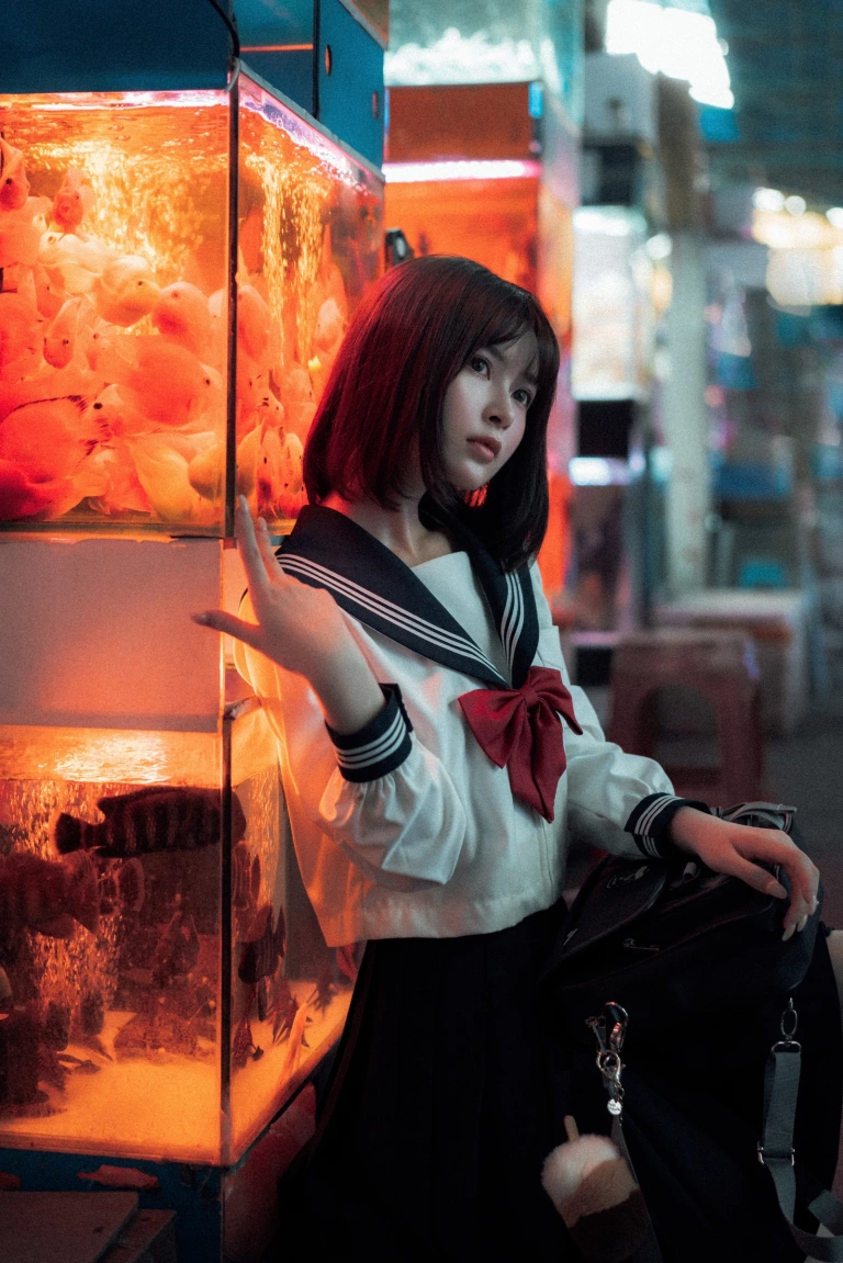 河豚抚子《金鱼jk》主题写真：25张全套美图
