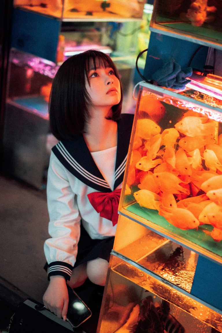 河豚抚子《金鱼jk》主题写真：25张全套美图