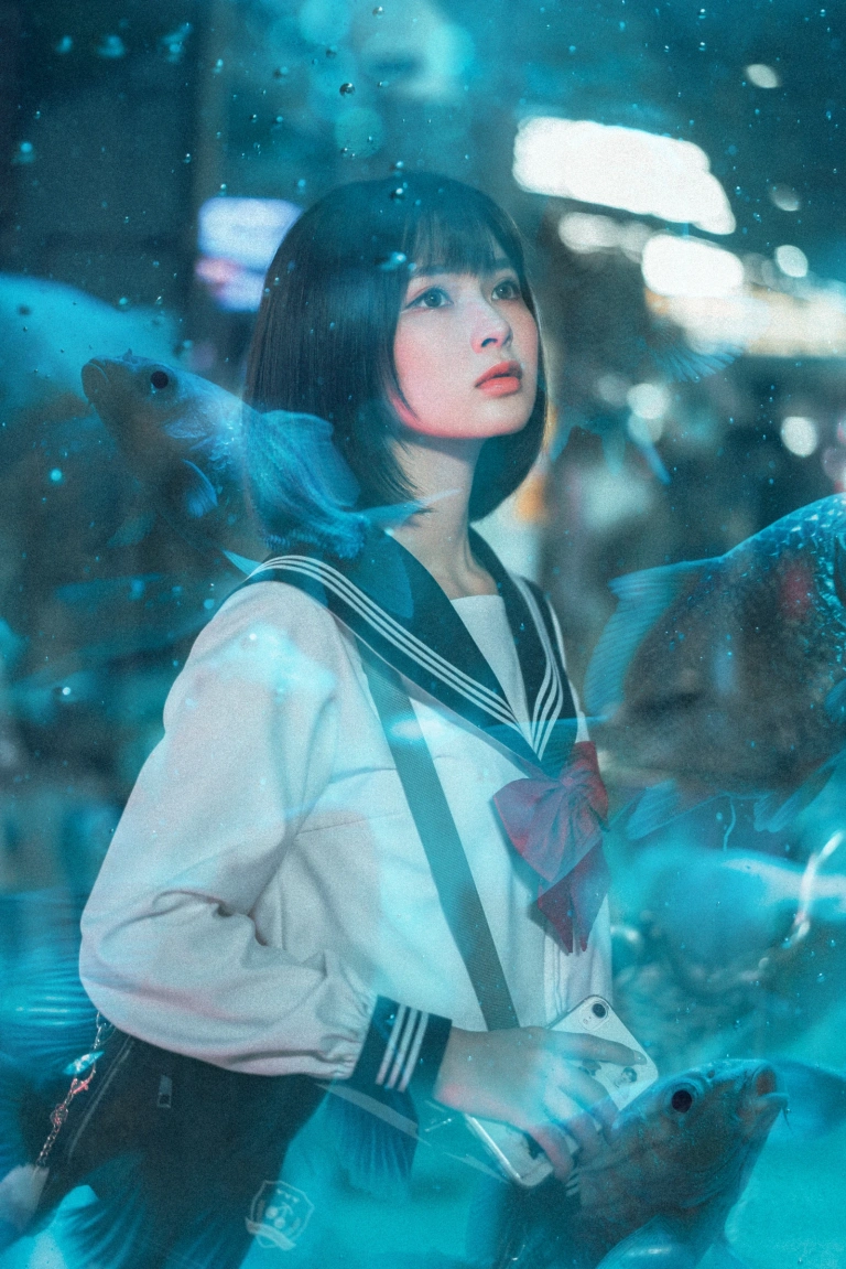 河豚抚子《金鱼jk》主题写真：25张全套美图