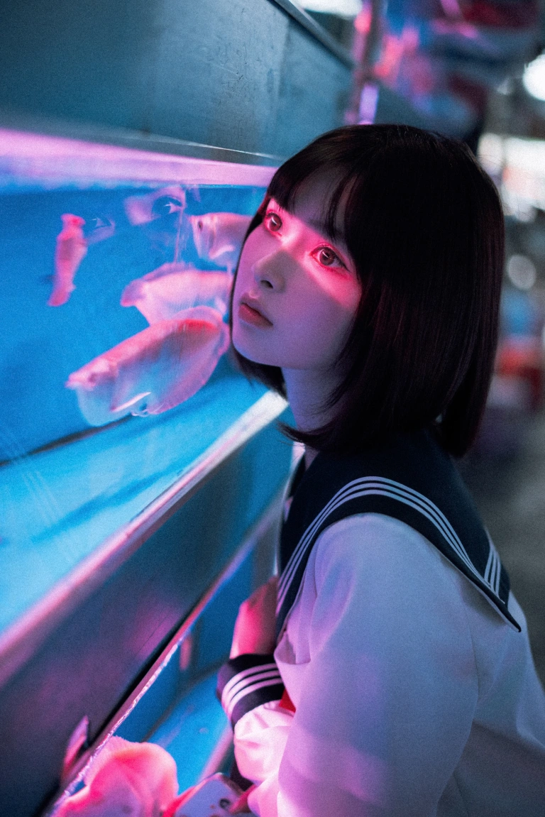 河豚抚子《金鱼jk》主题写真：25张全套美图