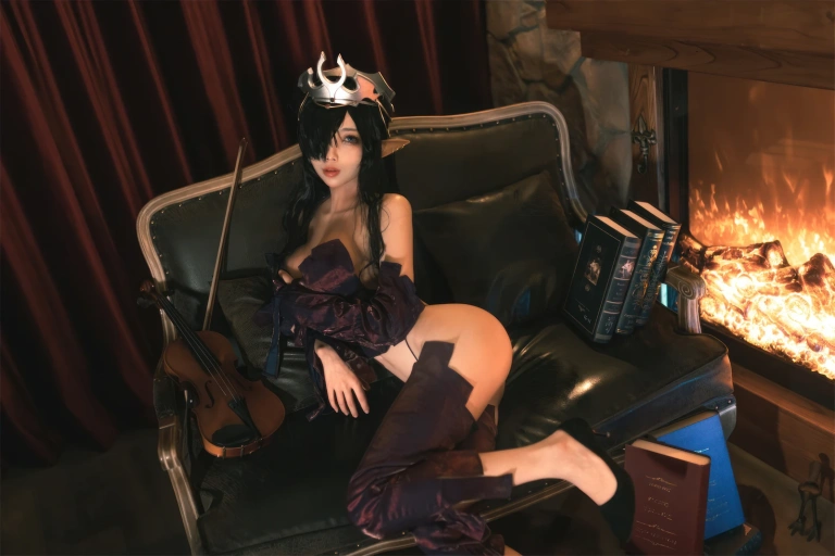 杏仁曲奇《黑兽 精灵女王》主题写真：60张全套美图
