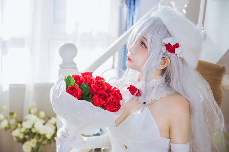 日奈娇(椎名莜)《少女前线 G36C 花嫁》主题写真：40张全套美图