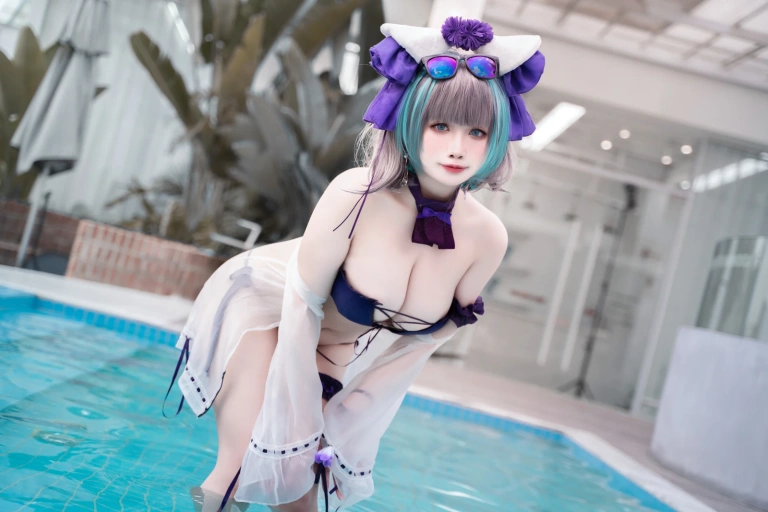 贞子蜜桃《柴郡泳装》主题写真：60张全套美图，含1个视频