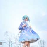 阿包也是兔娘《Lolita蓝裙》主题写真：9张全套美图