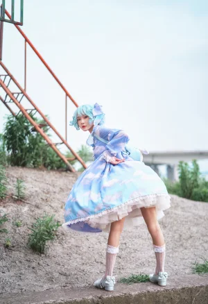 阿包也是兔娘《Lolita蓝裙》主题写真：9张全套美图