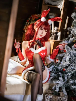 仙女月《红色圣诞兔》主题写真：32张全套美图