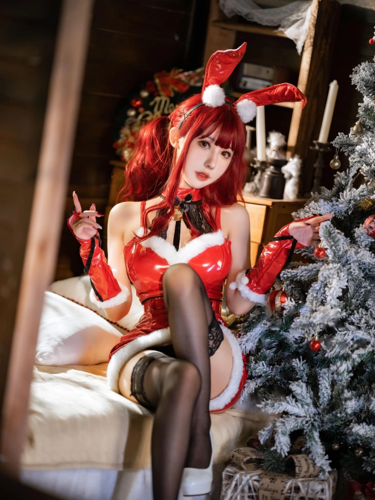 仙女月《红色圣诞兔》主题写真：32张全套美图