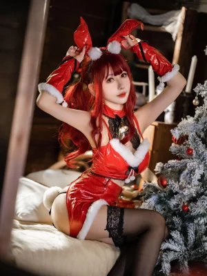 仙女月《红色圣诞兔》主题写真：32张全套美图