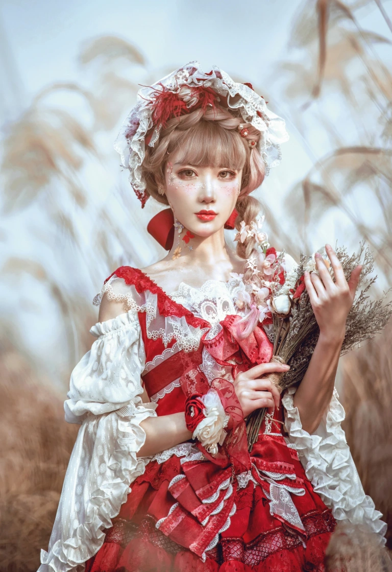 阿包也是兔娘《Lolita红裙》主题写真：12张全套美图