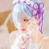 桜桃喵《蕾姆小睡裙》主题写真：40张全套美图