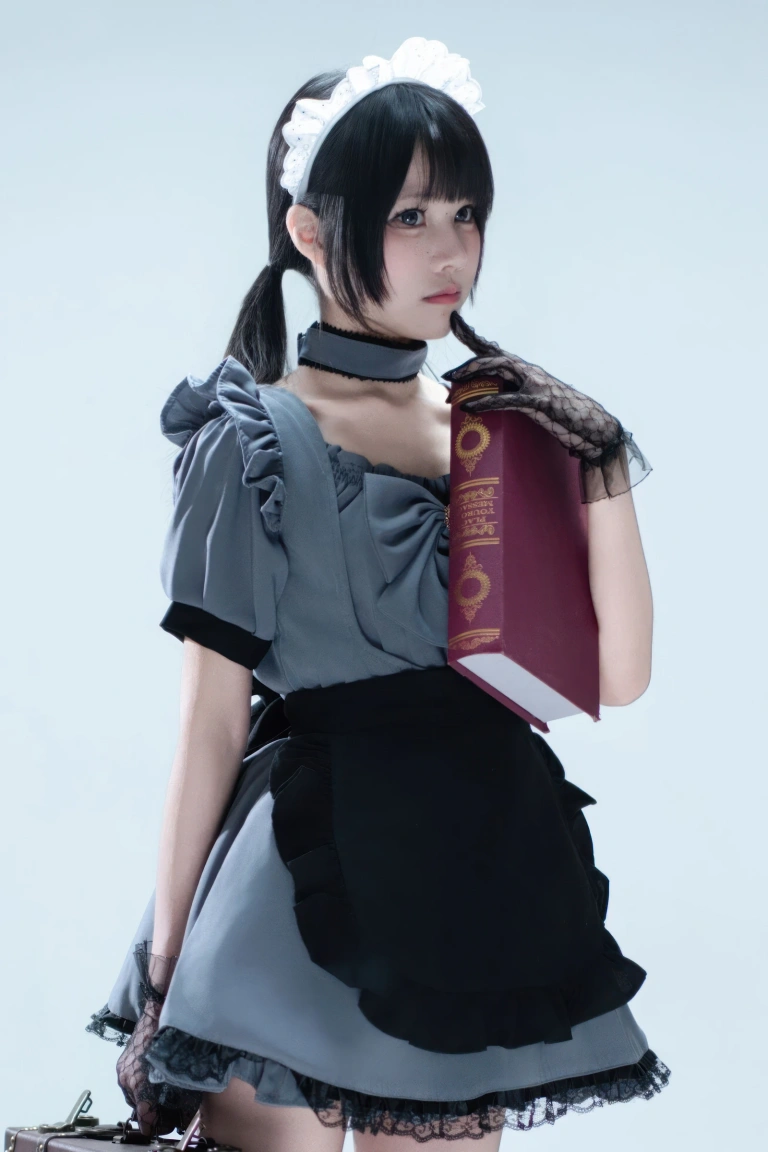 清水凪《手提箱与灰色女仆》主题写真：80张全套美图